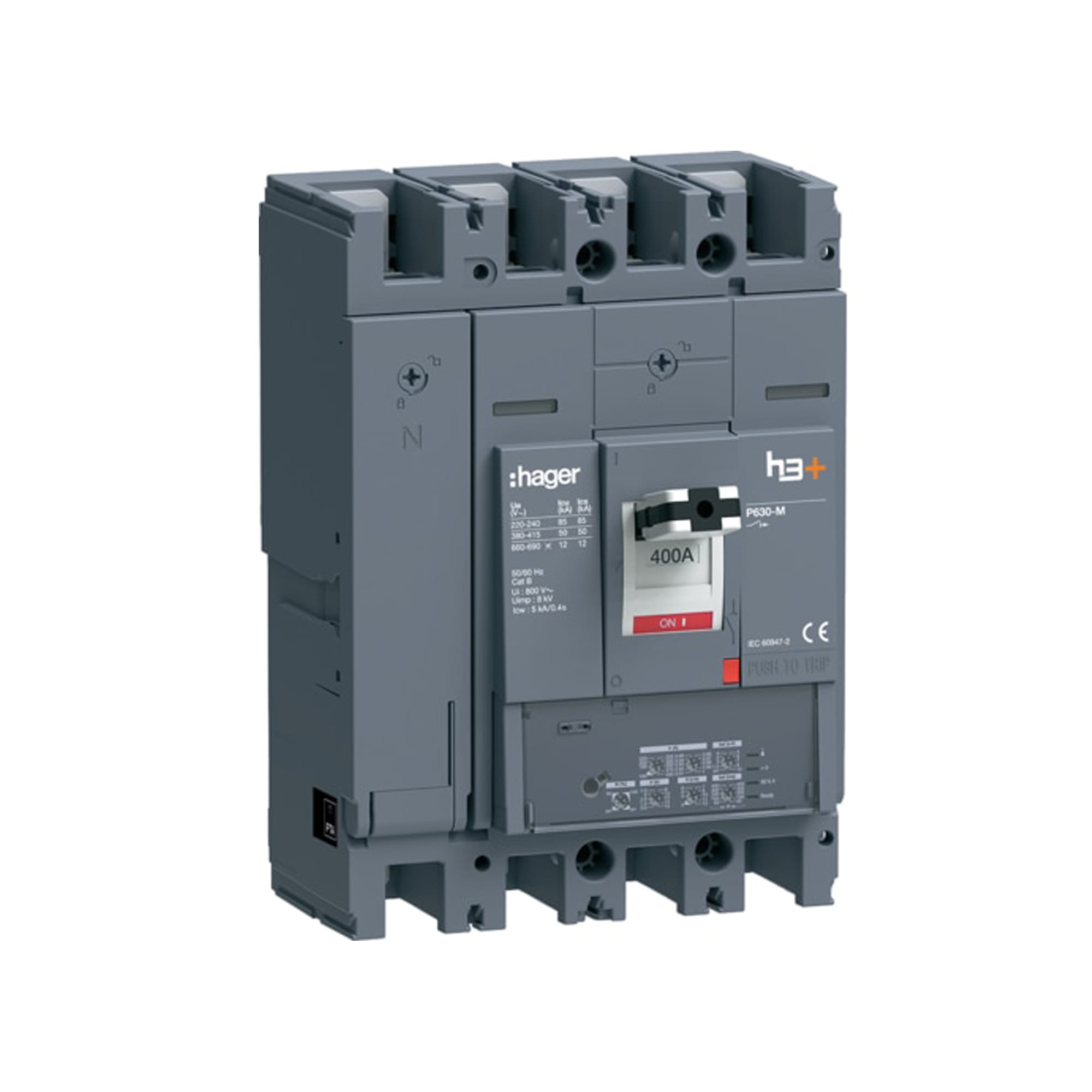 ITM CAJA MOLDEADA REG. ELECTRONICO H3+ P630 4P (252-400A) LSI 85KA/230V HAGER