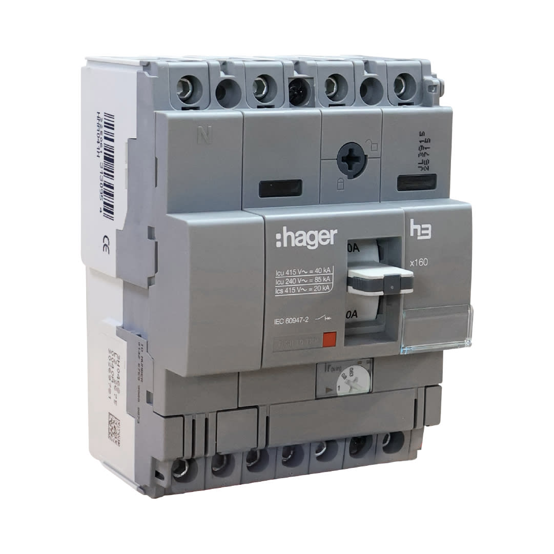 INT AUTOMATICO CAJA MOLDEADA X160 4×40 AMP TA/MF 85KA/230V. IEC-60947-2 HAGER