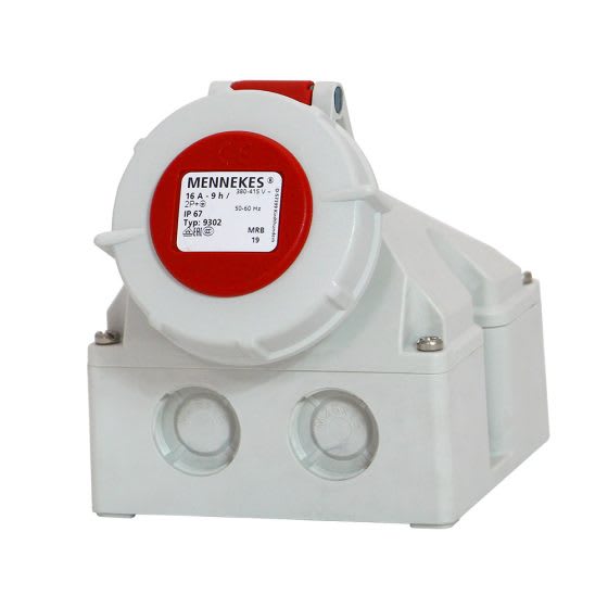 TOMA VISIBLE 16AMP 2P+T 415V ROJO 9H IP67 MENNEKES2