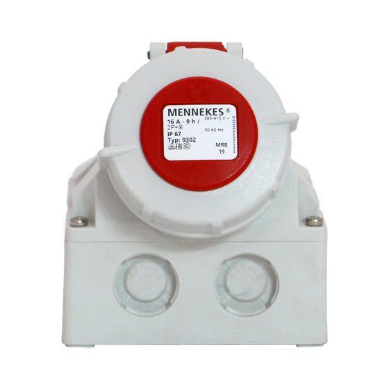 TOMA VISIBLE 16AMP 2P+T 415V ROJO 9H IP67 MENNEKES3