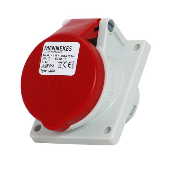 TOMA EMPOTRABLE 16AMP 2P+T 415V ROJO 9H IP44 (INCLINADO) MENNEKES2