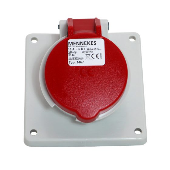 TOMA EMPOTRABLE 16AMP 3P+T 415V ROJO 6H IP44 MENNEKES3