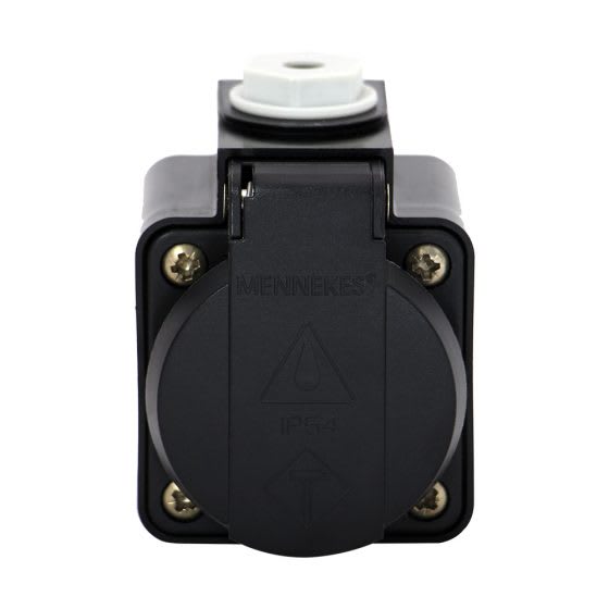 TOMA VISIBLE SCHUKO NEGRO 16AMP 2P+T 250V IP44 MENNEKES1