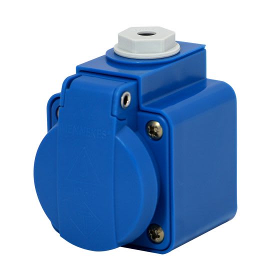 TOMA VISIBLE SCHUKO AZUL 16AMP 2P+T 250V IP44 MENNEKES1