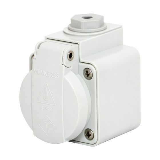 TOMA VISIBLE SCHUKO GRIS 16AMP 2P+T 250V IP44 MENNEKES