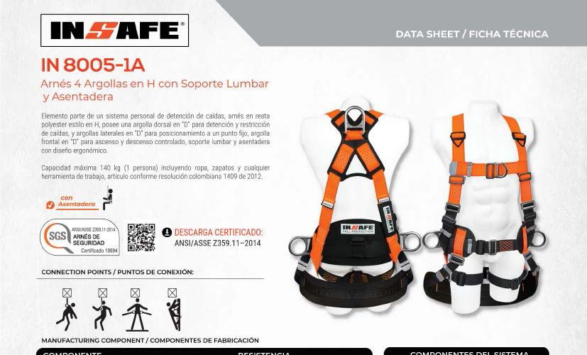 ARNES 4 ARGOLLAS EN H CON SOPORTE LUMBAR Y ASENTADERA IN 8005-1A INSAFE