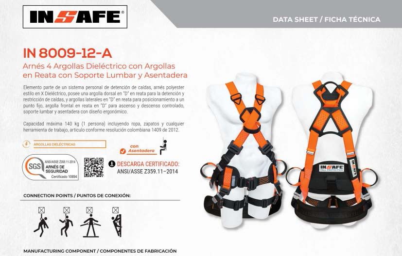 ARNES TIPO D 4 ARGOLLAS DIELEC. CON ARGO. EN REATA C/SOPORTE LUMBAR ASENTADERA IN 8009-12-A INSAFE1