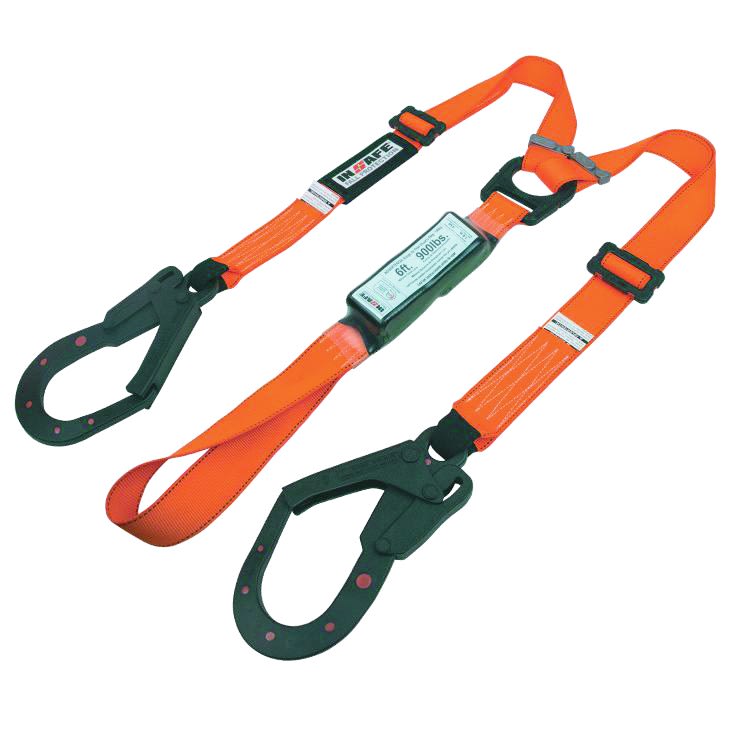 ESLINGA EN Y CON ABSORBEDOR REGULABLE CON GANCHO DIELECTRICO Y ARGOLLA EN REATA IN 8021-2RD INSAFE1