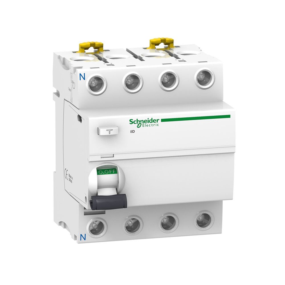 INTERRUPTOR DIFERENCIAL 4X25A 30MA 230V 4 MODULOS RIEL DIN ID A9R71425 SCHNEIDER ELECTRIC