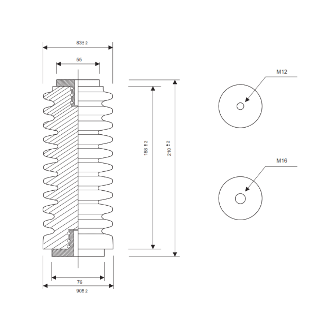 AISLADOR SOPORTE USO INTERIOR DE PORCELANA TIPO J4-125 MELBAT2