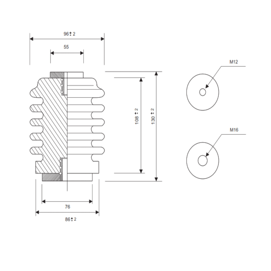 AISLADOR SOPORTE USO INTERIOR DE PORCELANA 10KV TIPO J8-75 MELBAT2