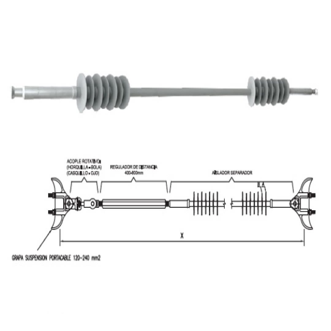 AISLADOR POLIMERICO SEPARADOR DE LINEA STSL-36KV L/F 1900MM-R200 SILICON TECHNOLOGY