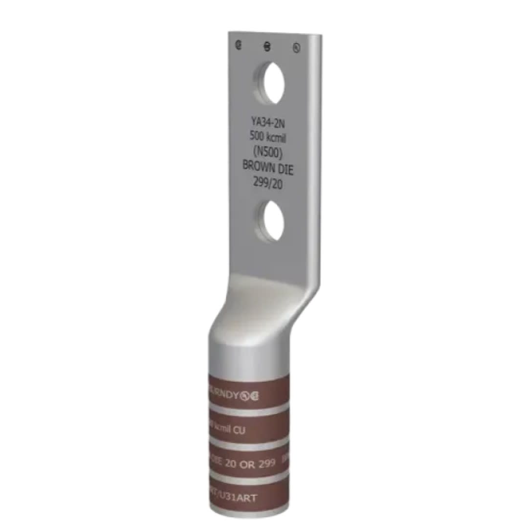 TERMINAL DE COMPRESION BARRIL LARGO CU/ES 500MCM 2Ø1/2'' EEH:1-3/4'' 35KV UL BURNDY1