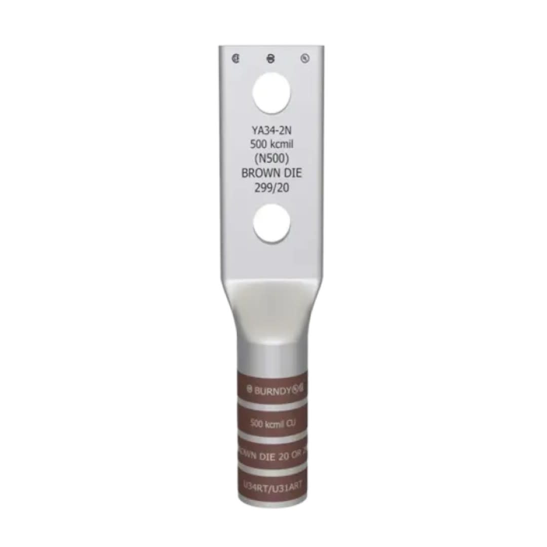 TERMINAL DE COMPRESION BARRIL LARGO CU/ES 500MCM 2Ø1/2'' EEH:1-3/4'' 35KV UL BURNDY
