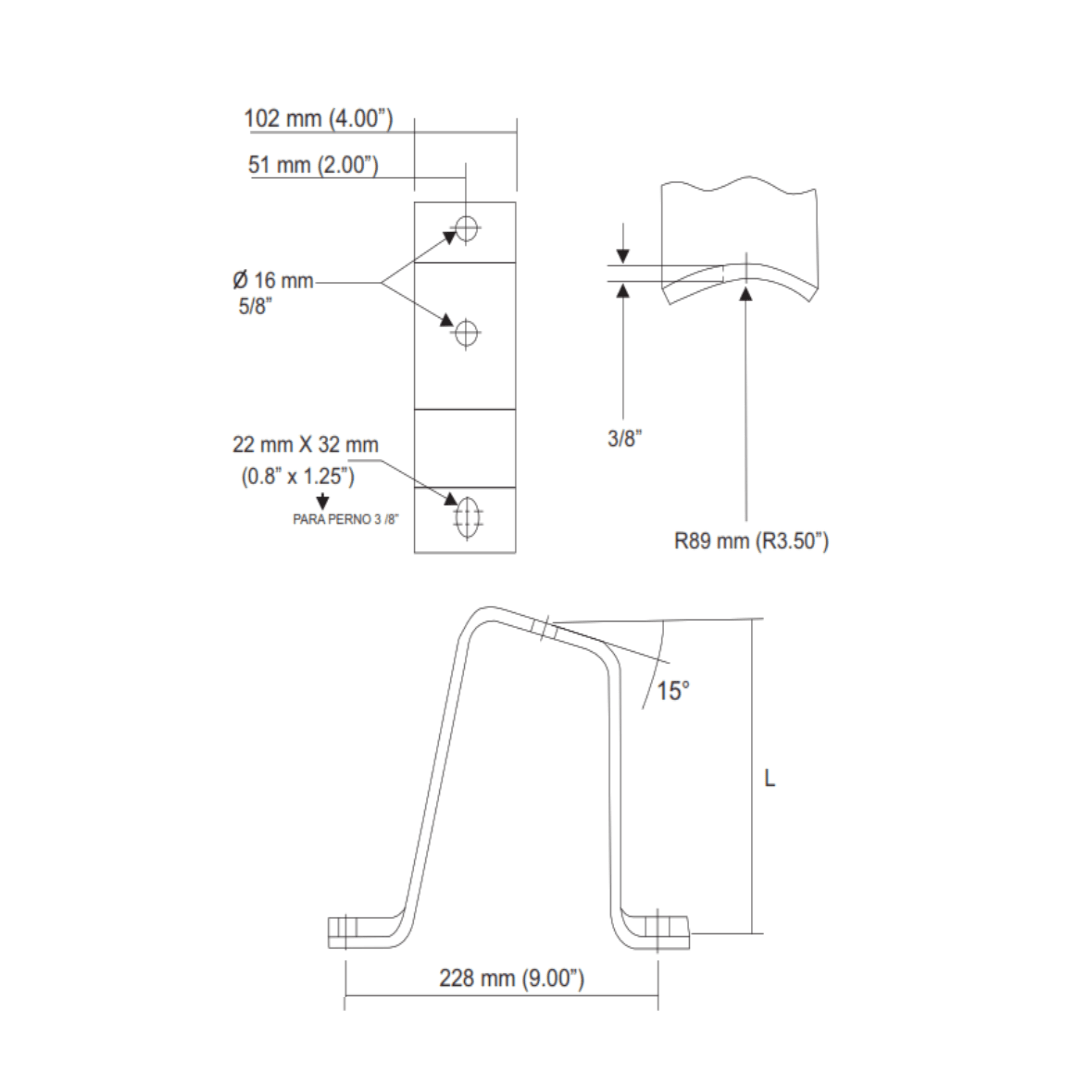 SOPORTE AISLADOR LINE POST MOD.2 228MM(9'') AP5293002 ARAGCU MT2