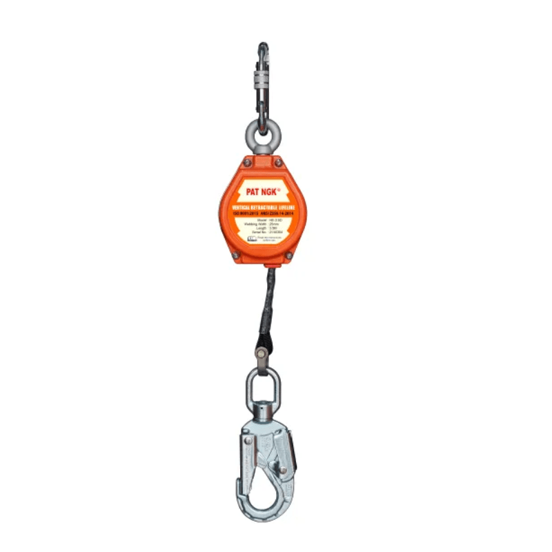 LINEA RETRACTIL CINTA DE NYLON 25MMX3.5M GANCHO DOBLE SEGURO CARABINERO HE-3.5D PATNGK