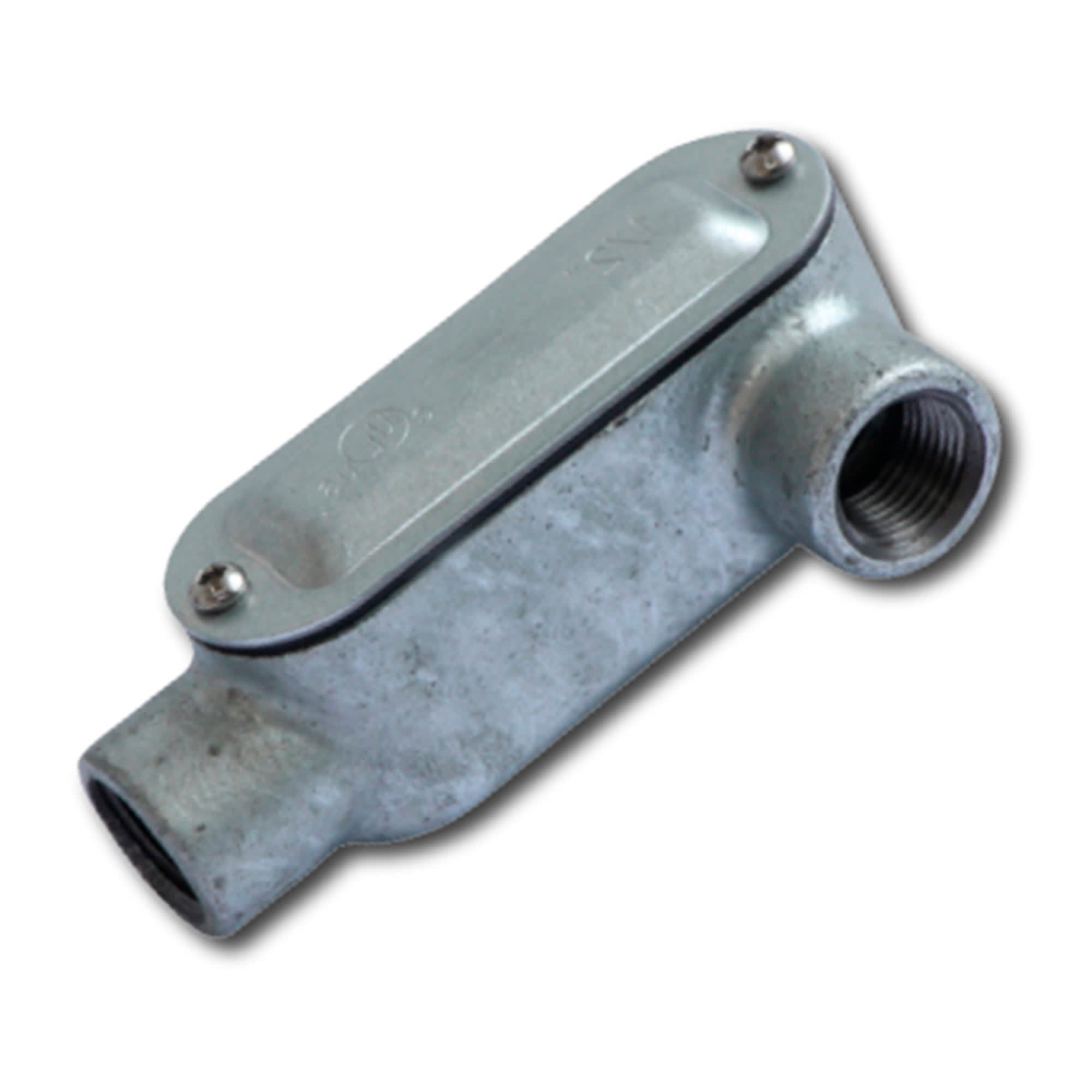 CAJA CONDULET TIPO LL 4'' FORM 5 HIERRO MALEABLE GALVANIZADO EN CALIENTE C/TAPA C/EMP CON UL E254321 JJ1