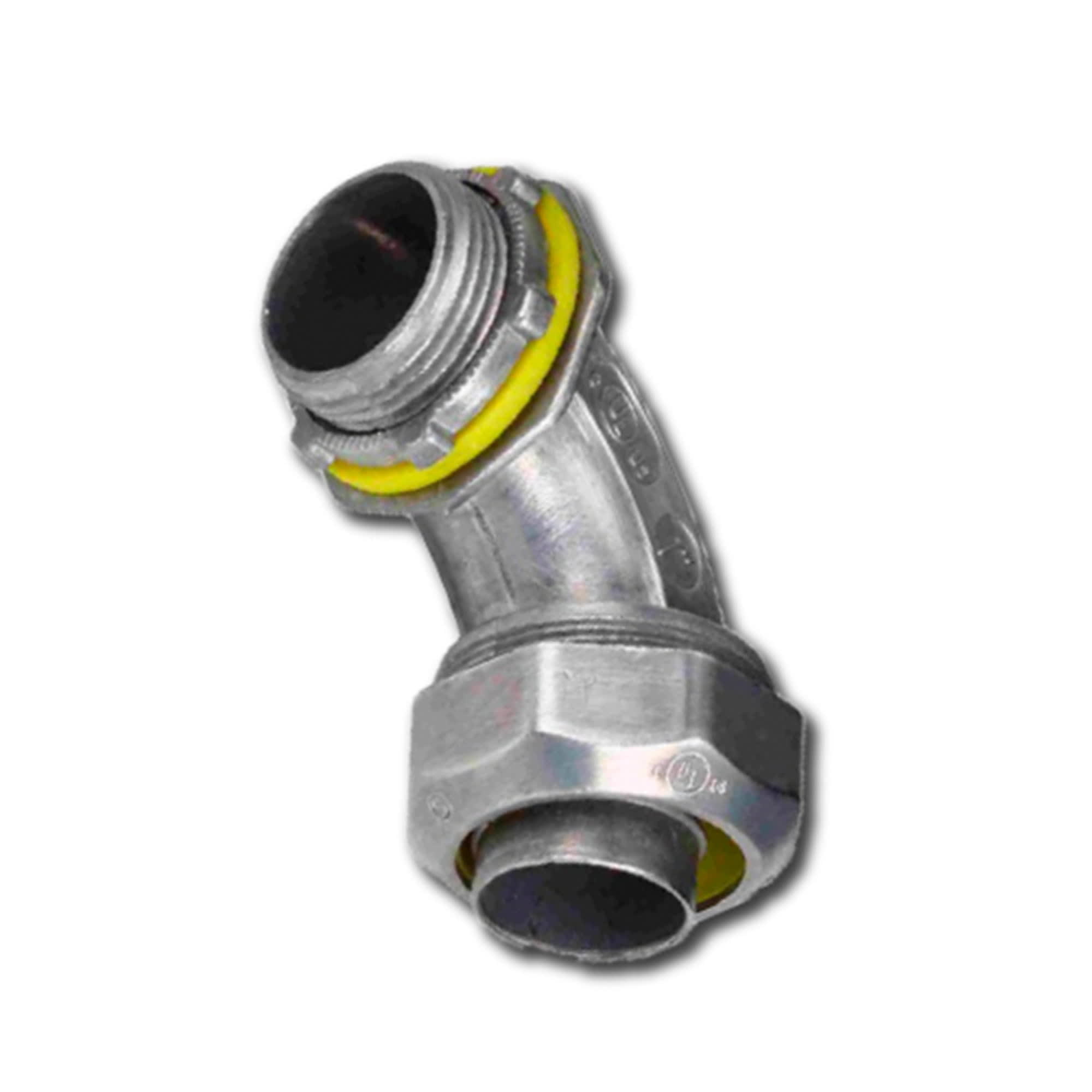 CONECTOR CURVO LIQUID TIGHT 3/4'' HIERRO MALEABLE HERMETICO ELECTRO GALVANIZADO CON UL E307843 JJ