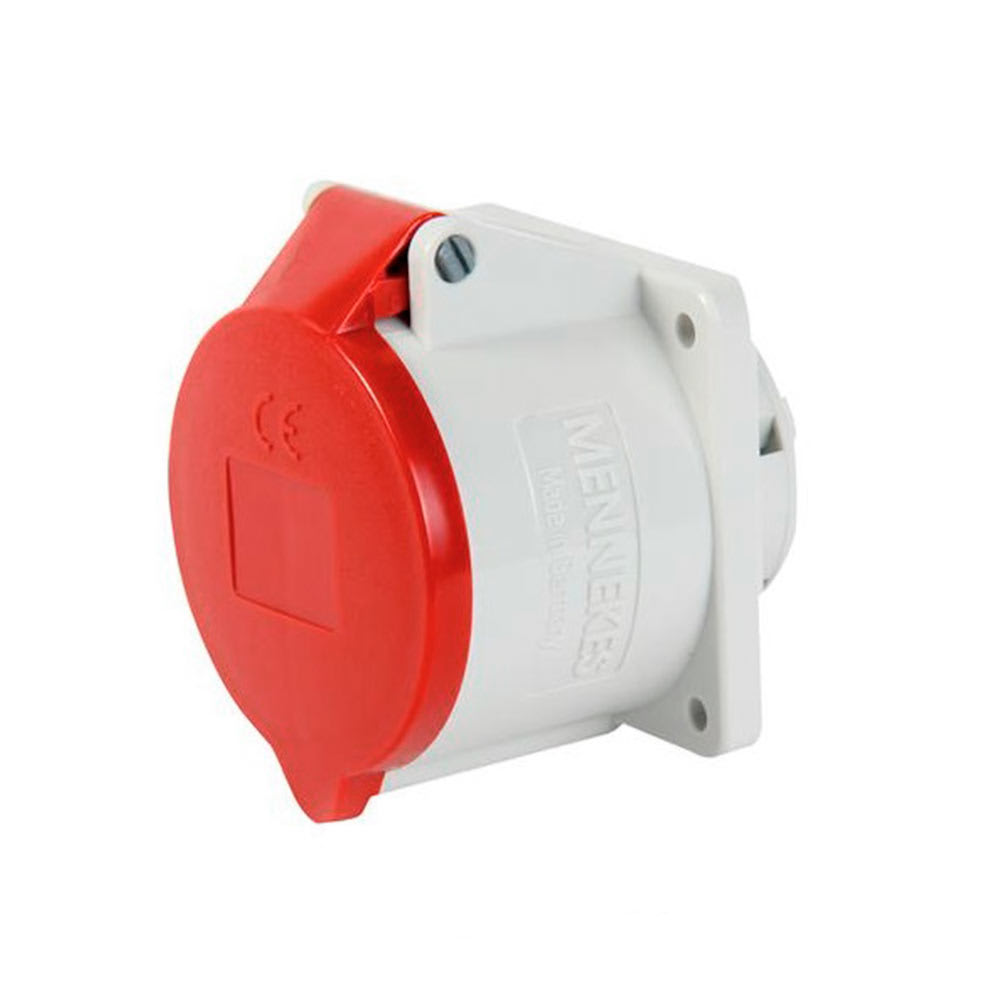 TOMA EMPOTRABLE 32AMP 3P+N+T 415V ROJO 6H IP44 MENNEKES1