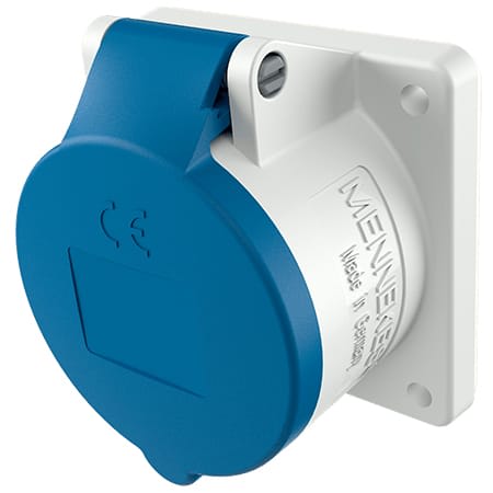 TOMA EMPOTRABLE RECTO 32AMP 3P+T 250V AZUL 9H IP44 MENNEKES