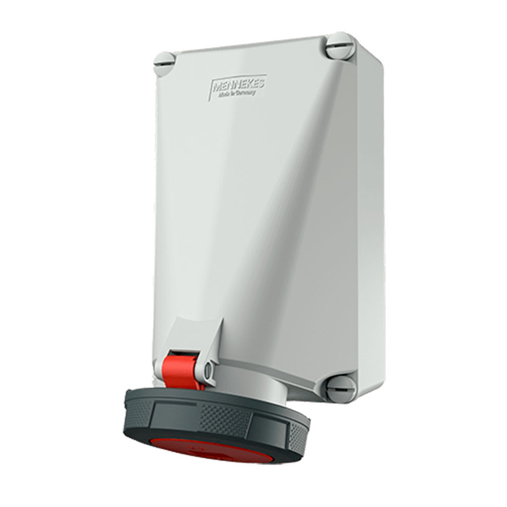 TOMA VISIBLE 125AMP 3P+T 415V C/INTERRUP. POR ENCLAVAM. MECANICO ROJO 6H IP67 MENNEKES