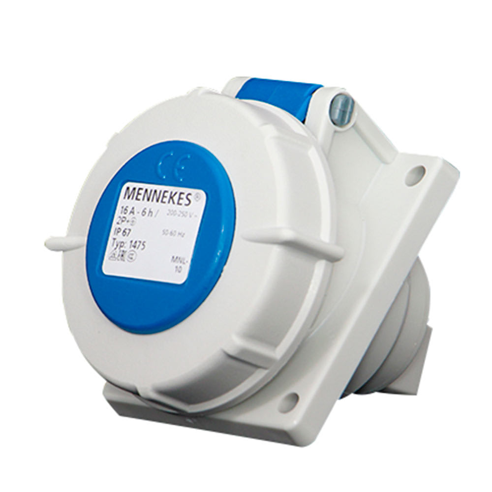 TOMA EMPOTRABLE 16AMP 2P+T 250V AZUL 6H IP67 (INCLINADO) MENNEKES4