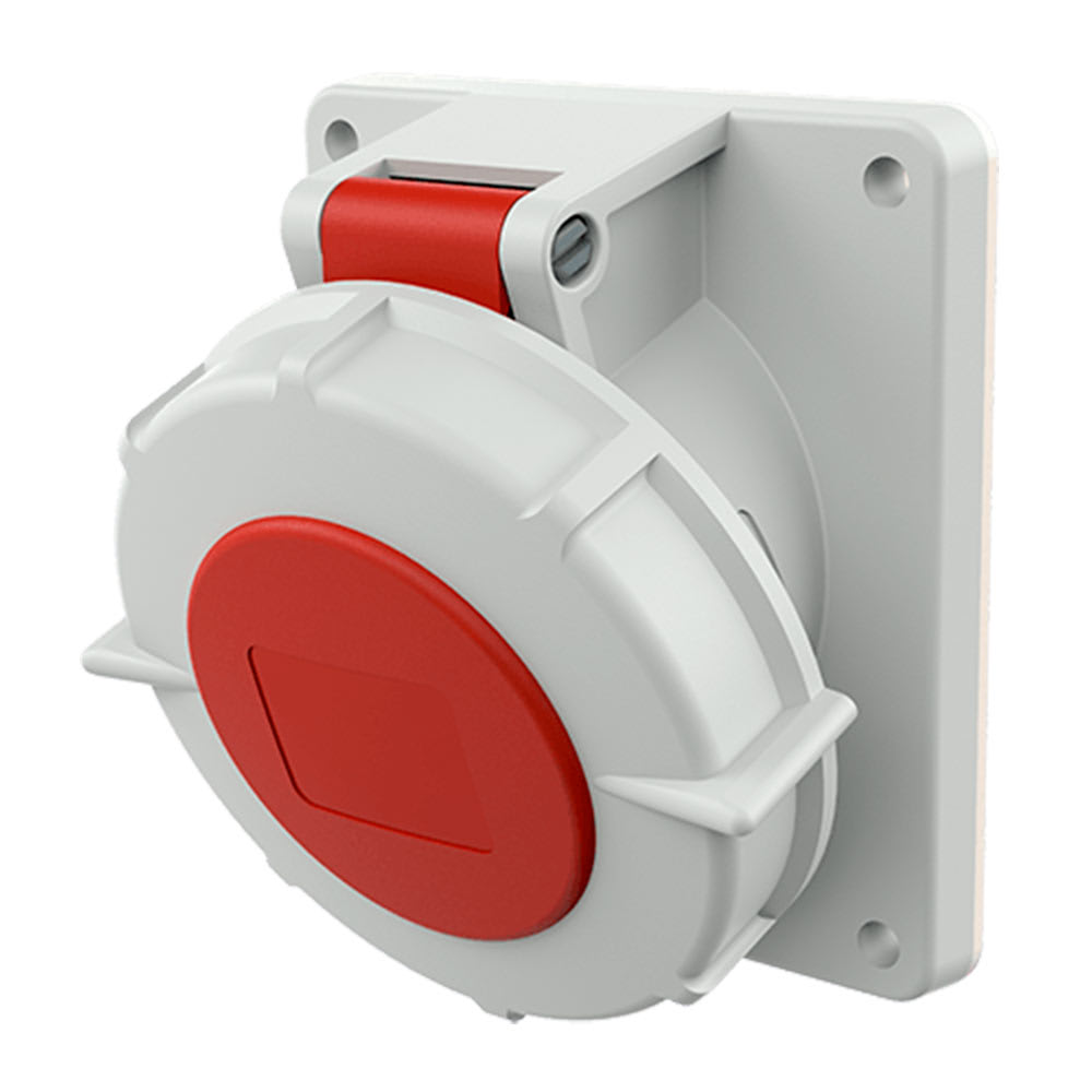 TOMA EMPOTRABLE 16AMP 3P+N+T 415V ROJO 6H IP67 (INCLINADO) MENNEKES