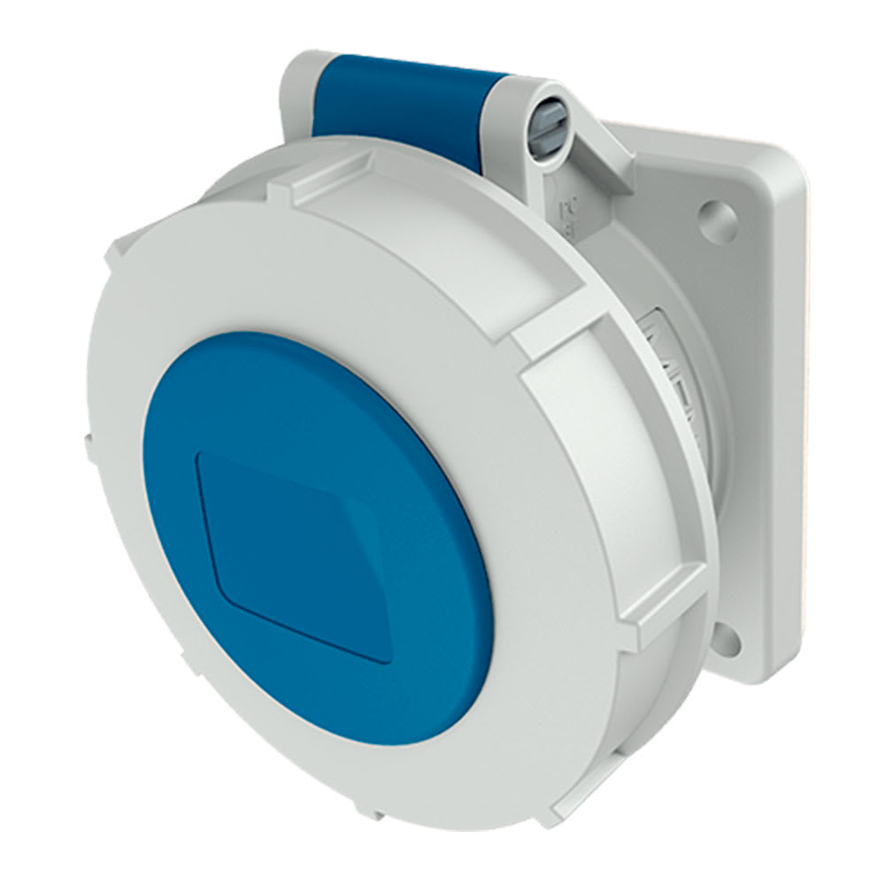 TOMA EMPOTRABLE RECTO 16AMP 2P+T 250V 6H AZUL IP67 (PARA AMAXX) CONEXION CON TORNILLOS MENNEKES