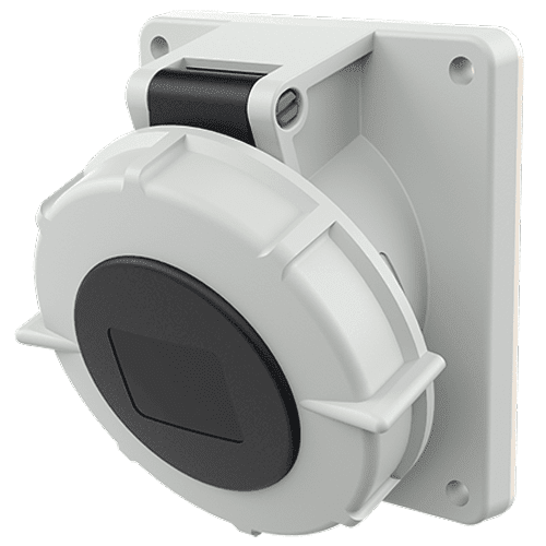TOMA EMPOTRABLE 32AMP 6P+T 500V NEGRO 7H IP67 (CONTACTOS NIQUELADOS) MENNEKES