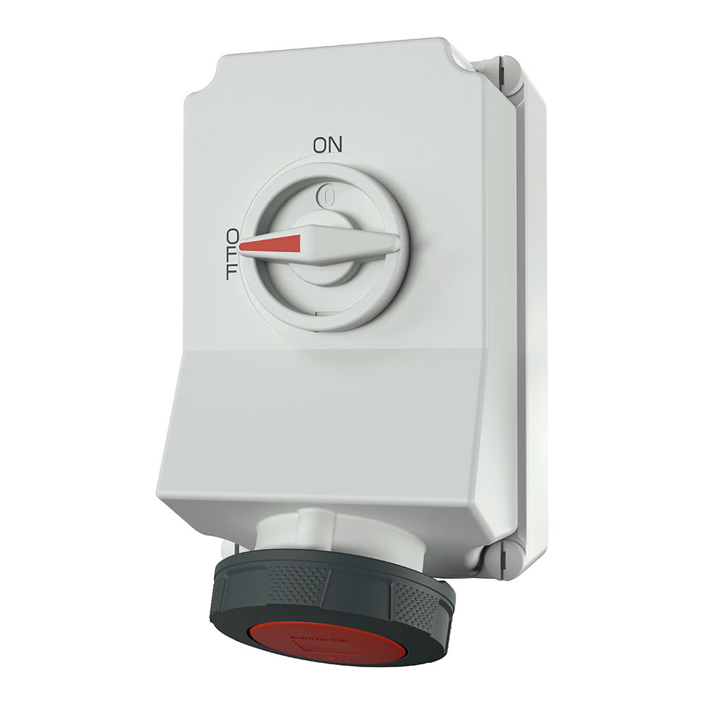 TOMA VISIBLE 63AMP 3P+T 440V C/INTERRUP. POR ENCLAVAM. MECANICO ROJO 11H IP67 MENNEKES