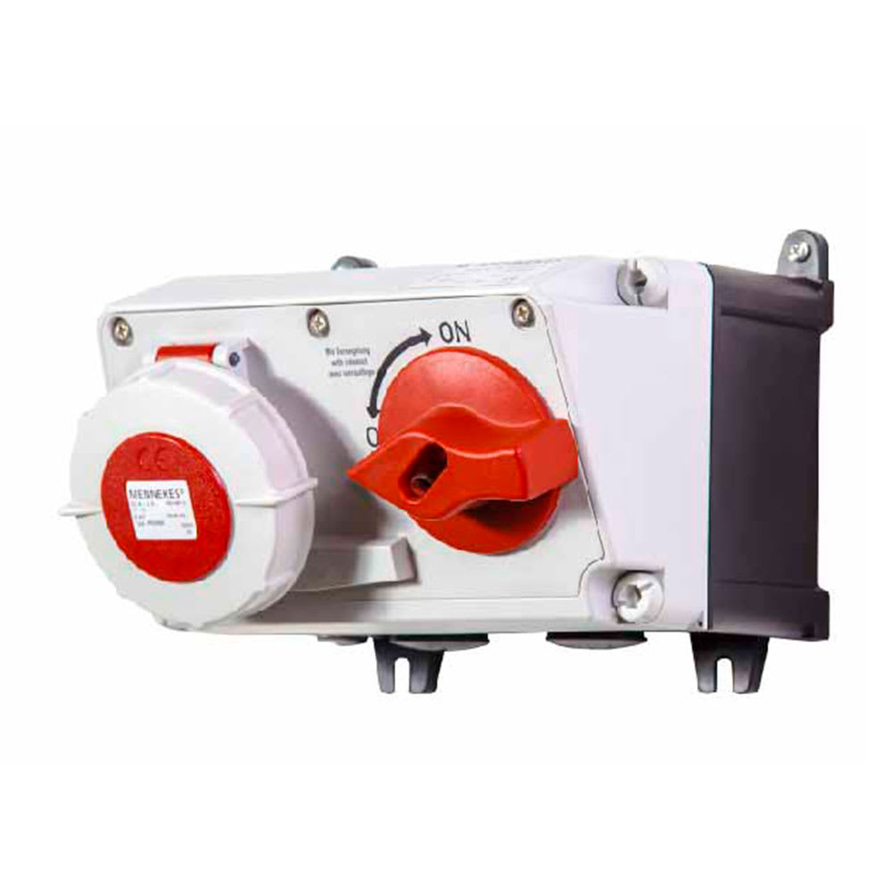 TOMA VISIBLE 32AMP 3P+T 415V C/INTERRUP. POR ENCLAVAM. MECANICO ROJO 3H IP67 MENNEKES