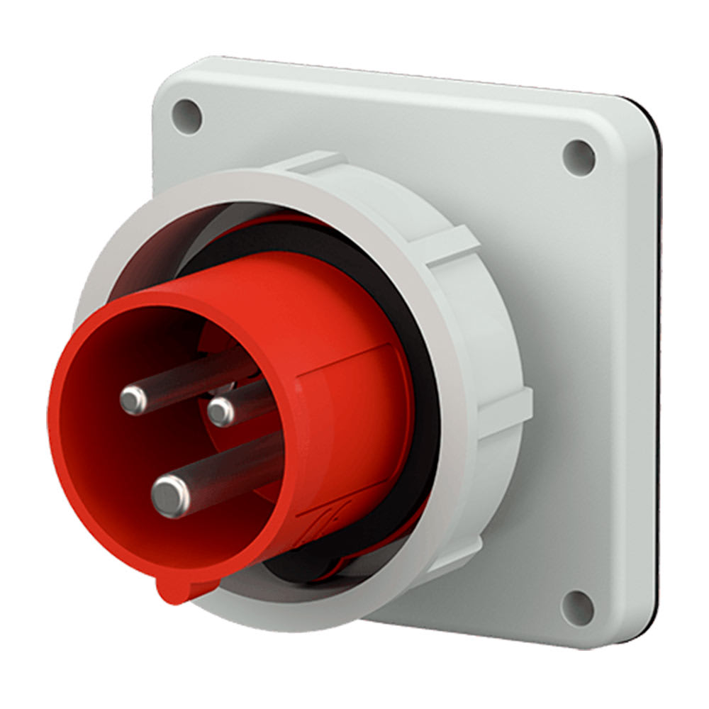 ENCHUFE EMPOTRABLE 32AMP 3P+T 415V ROJO 6H IP67 (CONTACTOS NIQUELADOS) MENNEKES1