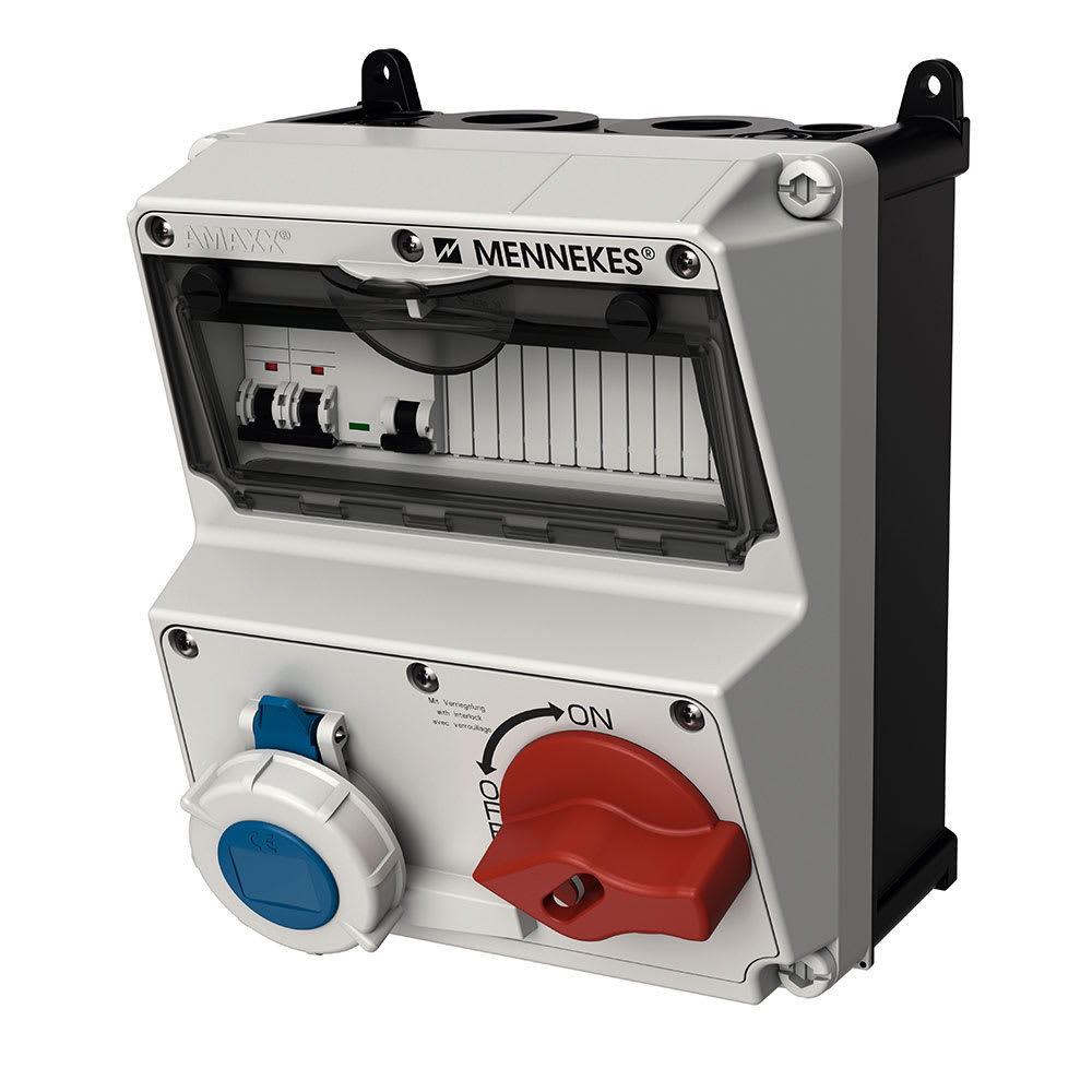 CAJA COMBINADA AMAXX IP67 1 TOMA 16A 2P+T 250V C/BLOQUEO MEC.DUO C/1 INTERRUPT.TERMO 2X16A + 1 INTERRUPT.DIF 2X25A 30MA MENNEKES1