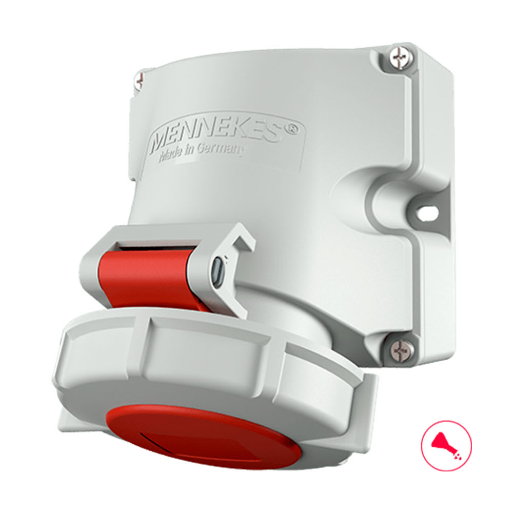 TOMA VISIBLE 16AMP 3P+T 415V ROJO 6H IP67 MENNEKES