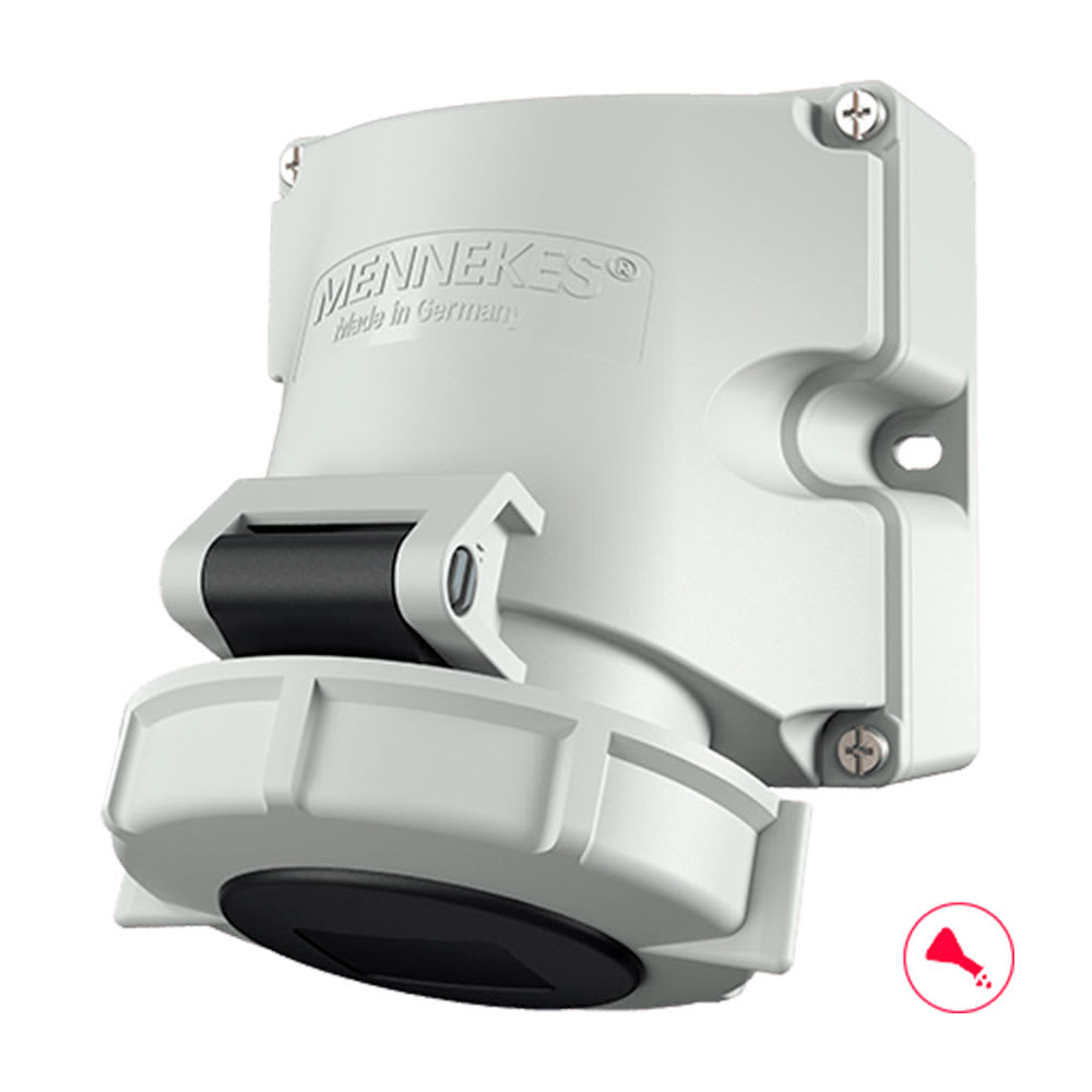 TOMA VISIBLE 16AMP 3P+T 500V NEGRO 7H IP67 MENNEKES