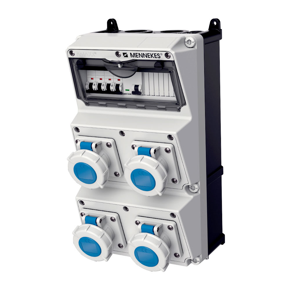 CAJA COMBINADA AMAXX IP67 4 TOMAS 16A 2P+T IP67 C/4 INTERRUPT. TERMO 2X16A + 1 INTERRUPT.DIFERENCIAL 2X 63A 30MA MENNEKES