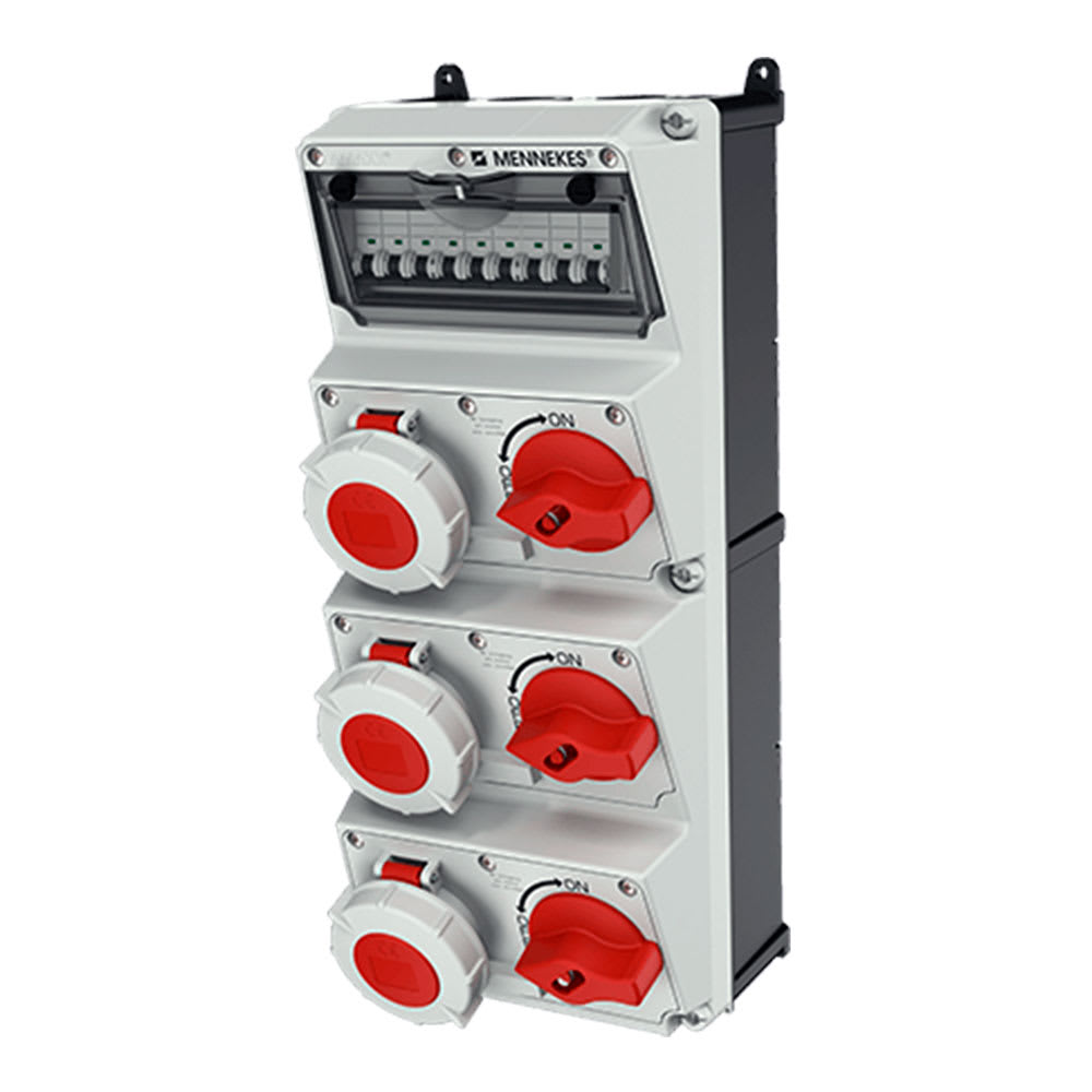 CAJA COMBINADA AMAXX IP67 3 TOMAS 32A 3P+T 440V 3H C/3 INTERRUPT.TERMO 3X32A MENNEKES