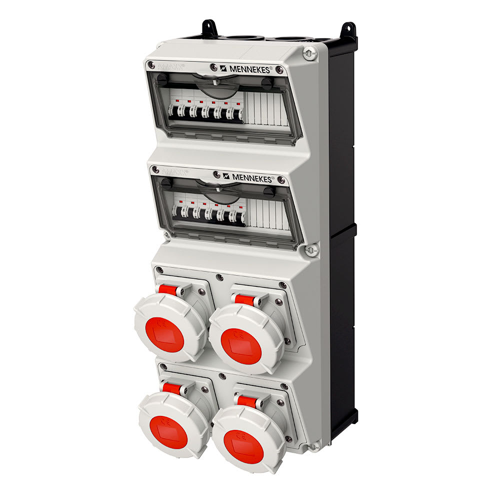 CAJA COMBINADA AMAXX IP67 4 TOMAS 32A 3P+T 415V 6H C/4 INTERRUPT.TERMO 3X32A MENNEKES1