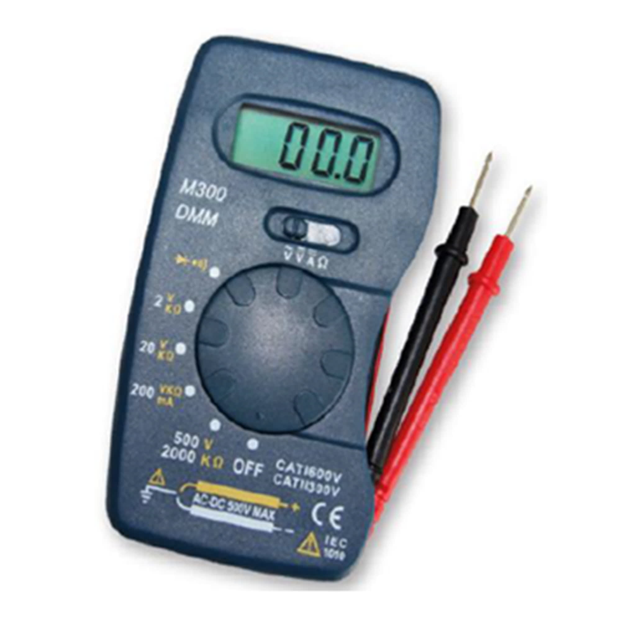 MULTIMETRO DIGITAL PORTATIL 500V AC/DC 200MA DC 2000K OHM CONT CAT II 300V CE M300 WEIHUA1