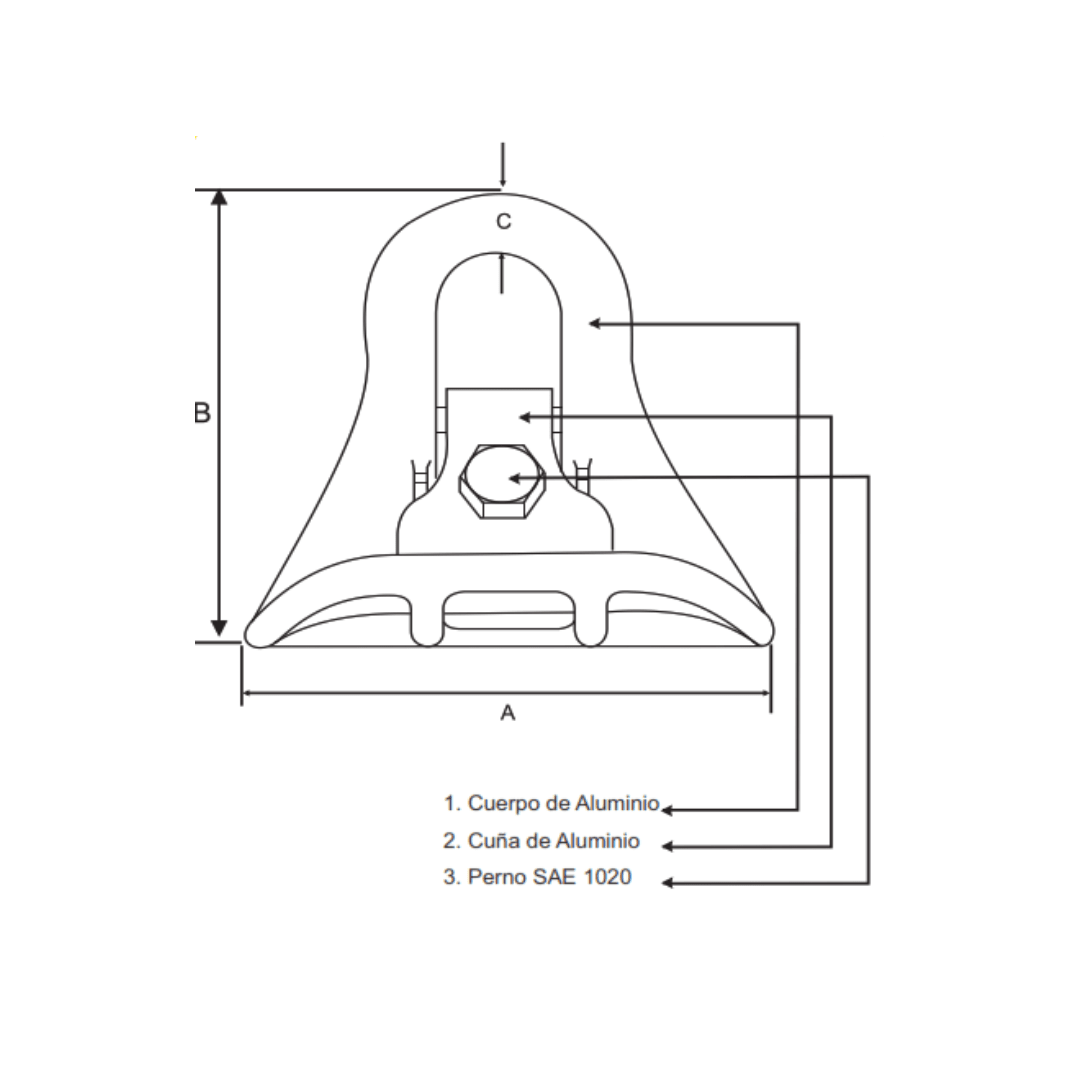 MORDAZA DE SUSPENSION ALUMINIO PLASTIFICADA (TIPO MANITO) 96X94.5MM 15KN AP5451052 ARAGCU BT2