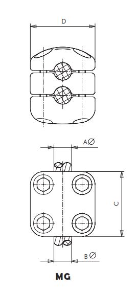 GRAPA PARA CABLE EN PARALELO MG-2222 ARAGCU AS