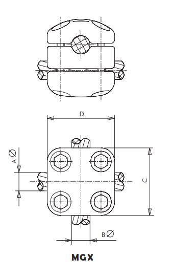 GRAPA PARA CABLE EN CRUZ MGX-3838 ARAGCU AS