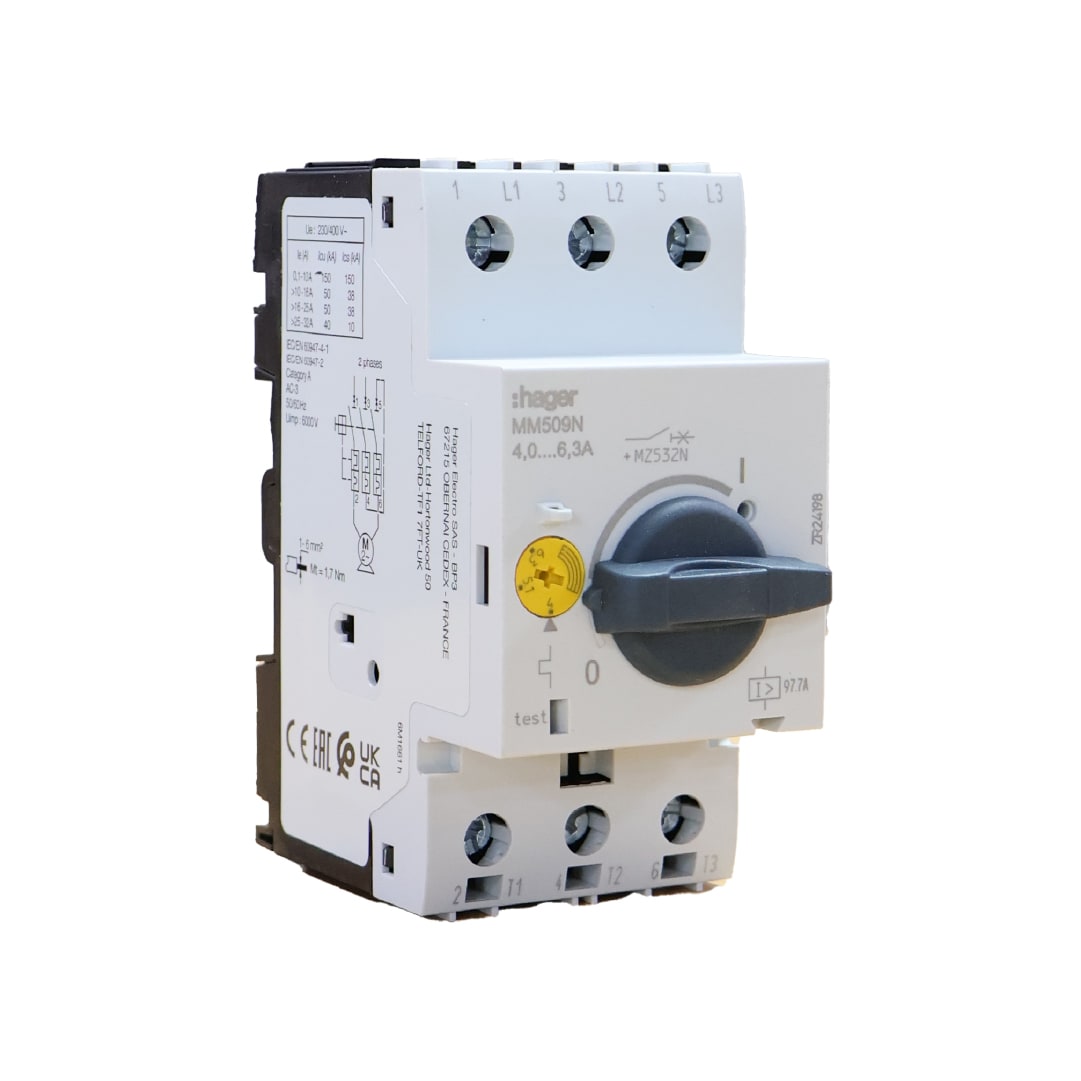 GUARDAMOTOR MAGNETOTERMICO DE 4 A 6.3 A HAGER