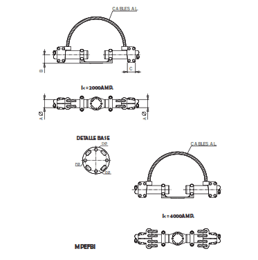 CONECTOR RECTO FLEXIBLE UNION DE TUBOS MONTADO SOBRE AISLADOR MPEFBI-8076 ARAGCU AS1