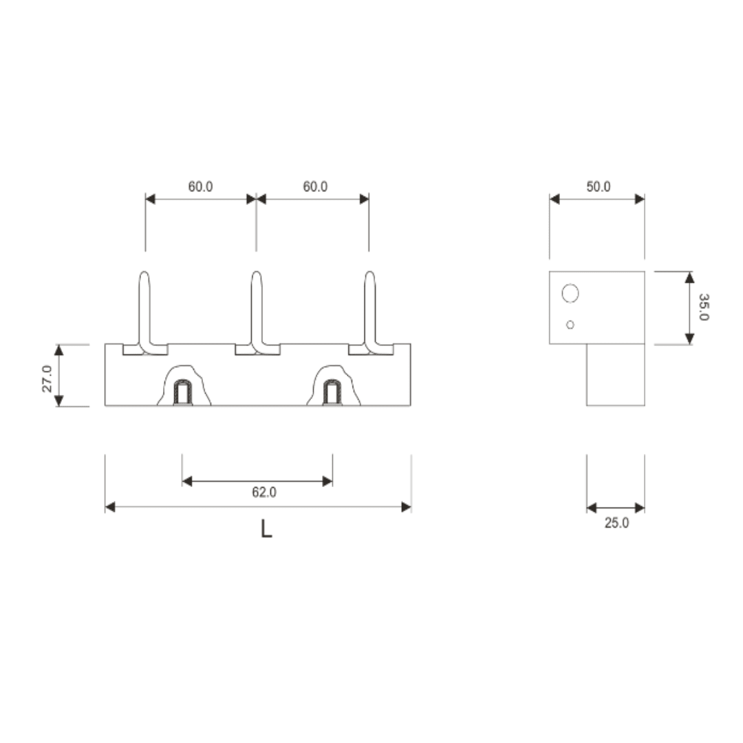 CONTACTO FIJO 600V 250AMP TIPO MTR-250 MELBAT2