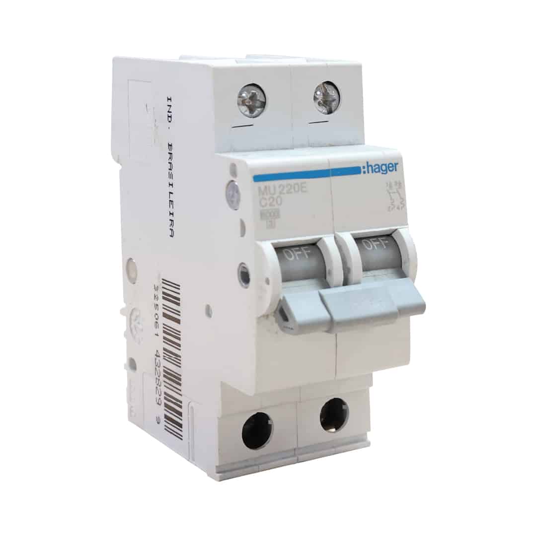 INT. AUTOM. TERMOMAGNETICO C 2X20 AMP. 10KA/230V -IEC 60898 HAGER