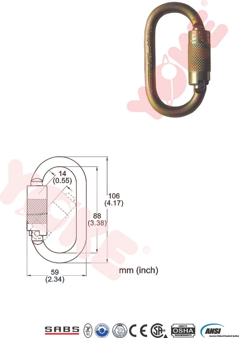 MOSQUETON DOBLE SEGURO AUTOMATICO GIRATORIO APERTURA 9/16'' N-244G YOKE