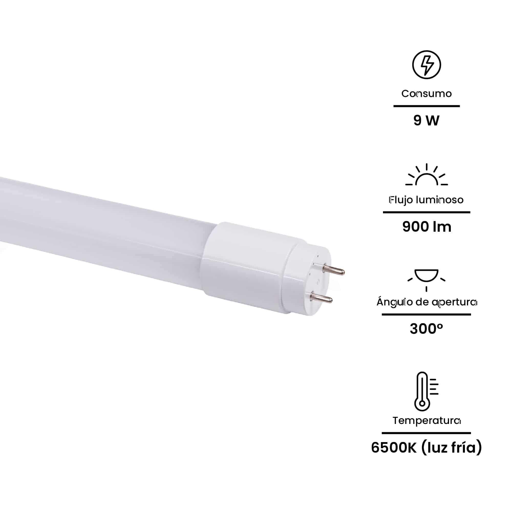 TUBO LED 9W 900lM T8 600MM IP20 6500K 165-265VAC (POLICARBONATO) NAPLT-9W NAVIA LED2