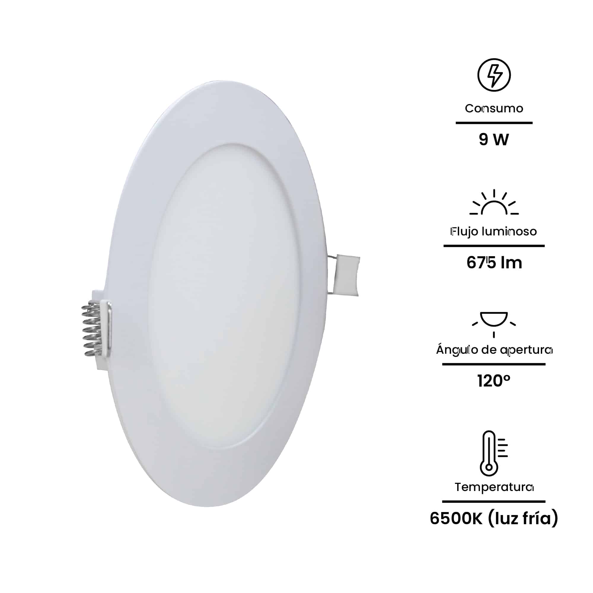 DOWNLIGHT LED CIRCULAR EMPOTRADO 9W 675lM IP20 6500K 220-240VAC NV-LPR1-9WR NAVIA LED2