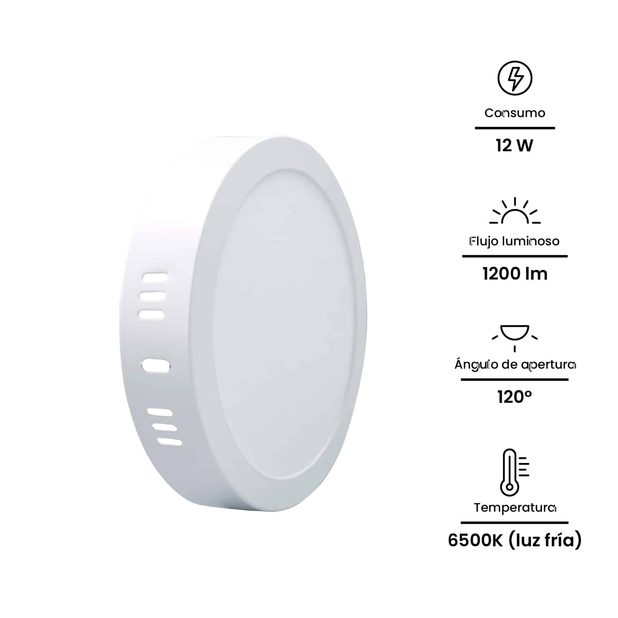 DOWNLIGHT LED CIRCULAR ADOSADO 12W 1200lM IP20 6500K 85-265VAC NV NAVIA LED2